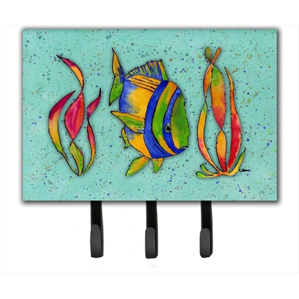 Micasa 6 x 9 in. Tropical Fish on Teal Leash or Key Holder MI10866 - main